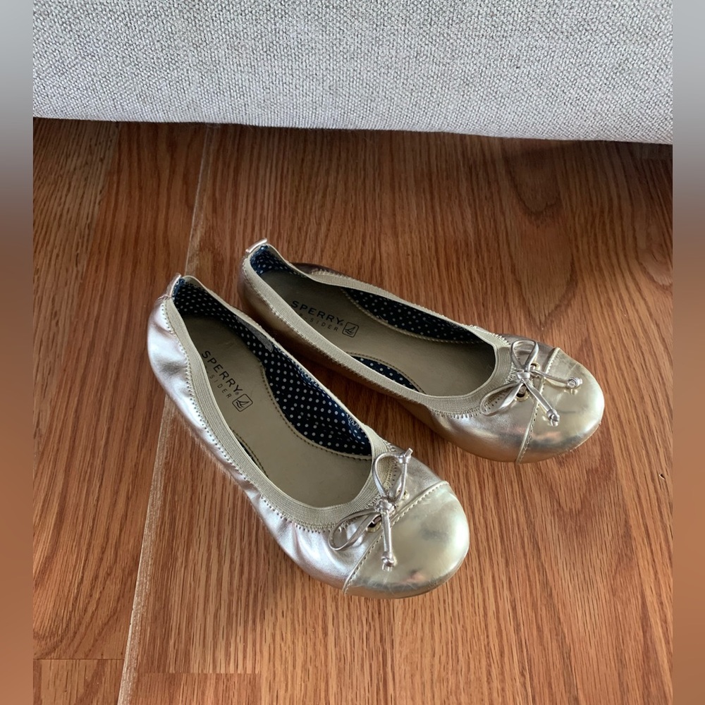 Sperry Elise girls gold ballet flats sz 2.5